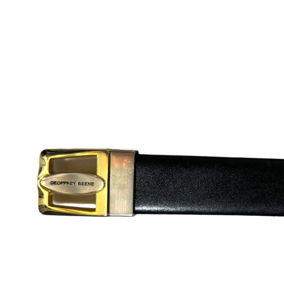 Geoffrey Beene leather belt Reversible Smooth 44 Italy Brown Gold Silver - Picture 9 of 11